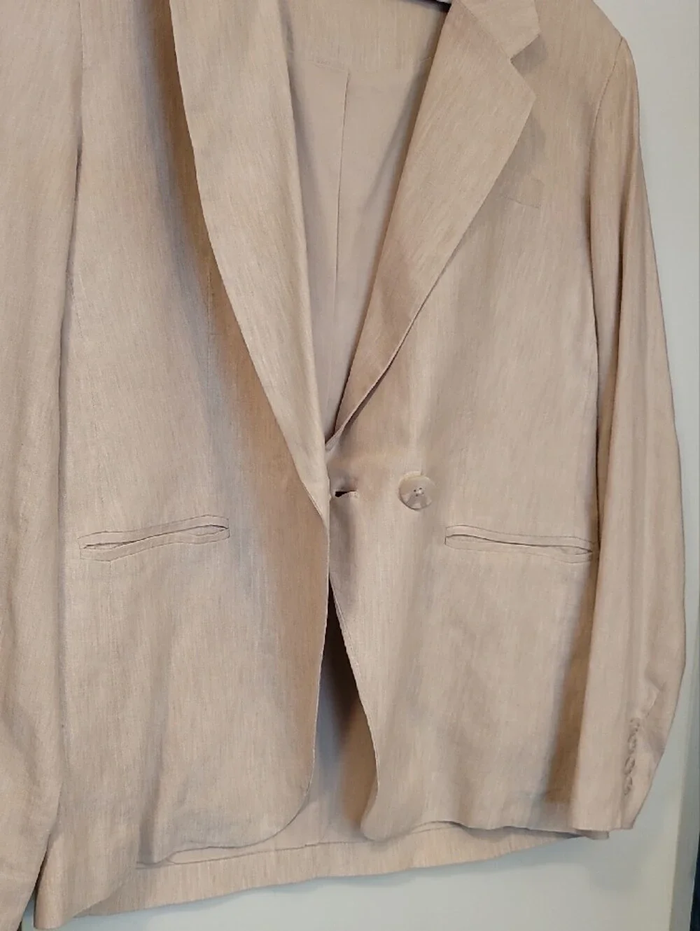 Women's Beige Single-Button Blazer